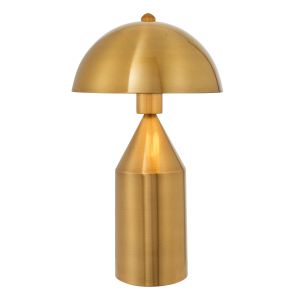 Nova 1 Light E27 Antique Brass With Gloss White Inner Shade Table Lamp