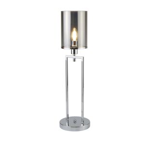 Marissa 1 Light Table Lamp, Chrome, Smoked Glass Shades