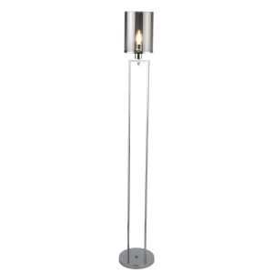 Marissa 1 Light Floor Lamp, Chrome, Smoked Glass Shades