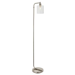 Heim 1 light E27 Brushed Nickel Floor Lamp With Clear Glass Shade