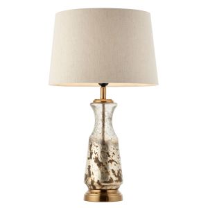 Samuel 1 Light E27 Vintage White & Hammered Volcano Ombre Foil Table Lamp C/W White Linen Shade