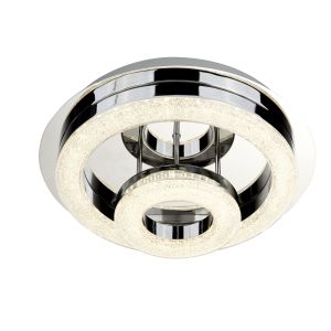 Dimmable Polo LED 2 Ring Ceiling Flush, Chrome, Clear Acrylic