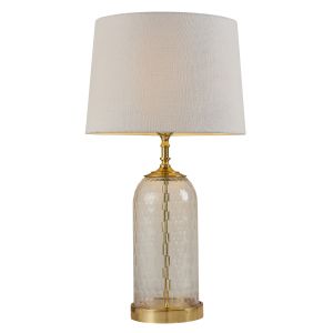 Wistow 1 Light E27 Solid Brass Table Lamp C/W Mia Natural Tapered Shade