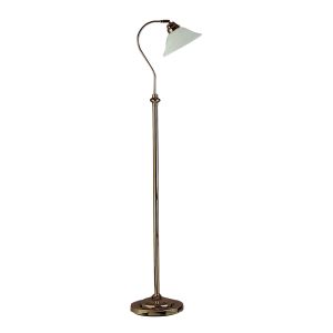 Adjustable Floor Lamp - Antique Brass Contemporary Wood Scavo Glass