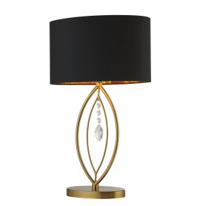 Crown Gold Table Lamp, Black Oval Shade, Gold Interior Shade