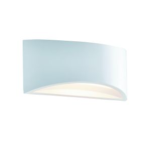Toft 1x2W Integrated LED Curved Wall Light In White Plaster 260 Lumens 3000k Warm White