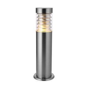 Eaves 1 Light E27 Brushed Stainless Steel IP44 Outdoor 500mm Post Light C/W Polycarbonate Shade