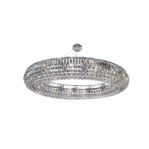 Vesuvius Oval 24 Light Ceiling, Chrome With Clear K9 Coffins Trim & K5 Ball Drops