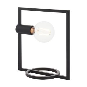 Shape 1 Light E27 Matt Black Rectangle Table Lamp With Inline Switch