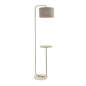 Chic 1 Light E27 Black Floor Lamp With Inline Foot Switch With 32cm Table Top C/W Black Shade