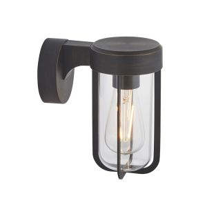 Pacato 1 Light E27 Brushed Bronze Die Cast IP44 Outdoor Wall Light With Clear Glass Shade