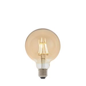 6W E27 Amber Tinted Dimmable LED Filament 95mm Globe Bulb, 2700K 550 Lumens
