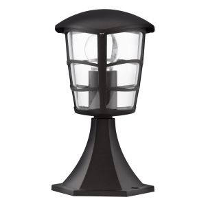 Aloria 1 Light E27 Outdoor IP44 Pedestal Black With Clear Plastic Diffuser