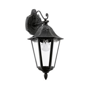 Navedo 1 Light E27 Outdoor IP44 Down Wall Light Black With Clear Glass