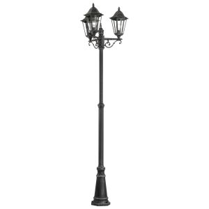 Navedo 3 Light E27 Outdoor IP44 Black Post With Clear Glass