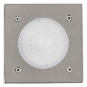 Lamedo 1 Light LED Integrated Square Recessed Ground IP44 Outdoor Light Stainless Steel With Satinated Glass