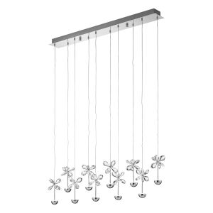 Pianopoli 10 Light LED Integrated, Adjustable, 25W, Double Insulated 220V Polished Chrome Pendant With Crystal