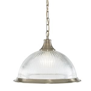 American Diner - 1 Light Pendant, Antique Brass, Clear Glass