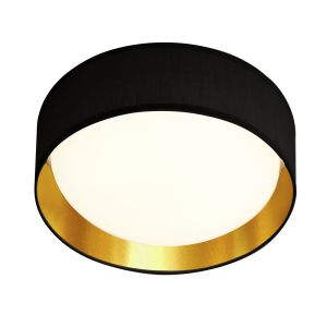 Modern 1 Light LED Flush Ceiling Light, Acrylic, Black Shade/Gold 9371-37BGO