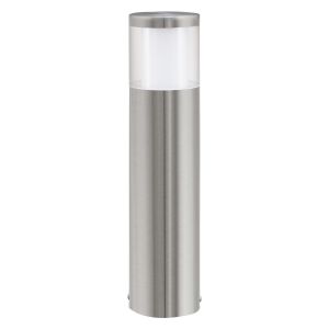 Basalgo 1, 1 Light LED Integrated Outdoor IP44 Stainless Steel Pedestal Light With Clear Plastic Shade