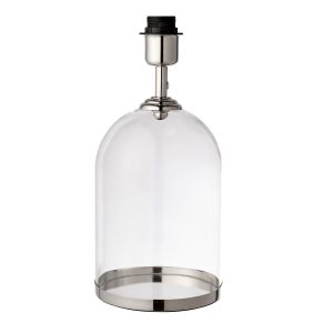 Dinton 1 Light E27 Clear Glass Base With Polished Nickel Detail With On/Off Lampholder Switch (Base Only)