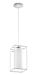 Loncino 1 Light E27 Polished Chrome Adjustable Pendant With Clear & Opal Glass Inner Shade