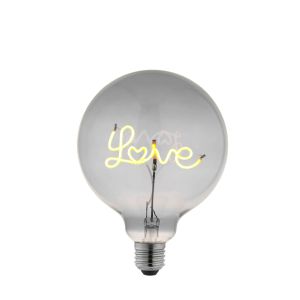 2W E27 Smoke Tinted LED LOVE Up Filament 125mm Globe Bulb, 2200K 70 Lumens