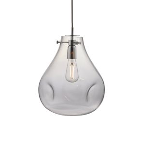 Udormaa 1 Light E27 Chrome Plated Pendant With Hand Blown Clear Glass With Dimpled Finish