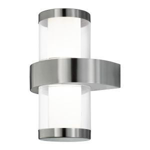 Beverly 1, 2 Light LED Integrated Outdoor IP44 Stainless Steel Wall Light With Clear Glass