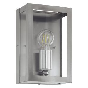 Alamonte 1, Light E27 Outdoor IP44 Stainless Steel Wall Light With Clear Glass