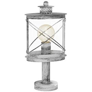 Hilburn 1 Light E27 Silver Outdoor IP44 Pedestal Lamp