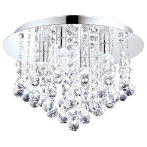 Almonte 4 Light G9 Polished Chrome IP44 Bathroom Flush Fitting With Crystal Detail