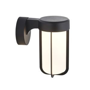 Pacato 1 Light 8W Integrated LED 2700K, 470lm Brushed Black Die Cast IP44 Outdoor Wall Light With Frosted Clear Glass Shade