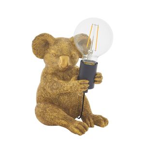 Gatto 1 Light E27 Vintage Gold Koala Table Lamp With A Inline Switch