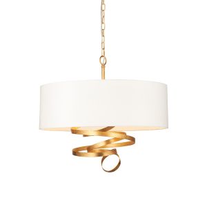 Afflitto 3 Light E14 Adjustable Pendant Gold With Ivory Shade