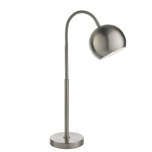 Balin 1 Light E27 Brushed Chrome Table/Desk Lamp With Flexible Arm & Inline Switch