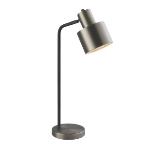 Mayfield 1 Light E27 Brushed Silver & Matt Black Industrial Style Task Lamp With Switch