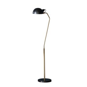 Largo 1 Light E27 Satin Black & Aged Brass Painted Floor Lamp