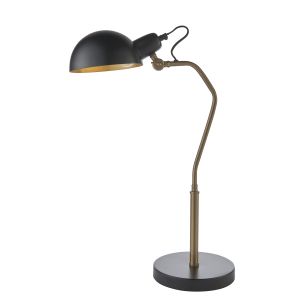 Largo 1 Light E27 Satin Black & Aged Brass Painted Table Lamp