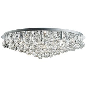 Hanna - Large 8 Light Round Chrome Ceiling Flush, Clear Crystal Balls Drops