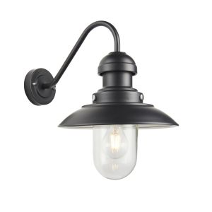 Hareford 1 Light E27 Black Outdoor Traditional IP44 Wall Light C/W Clear Glass Shade