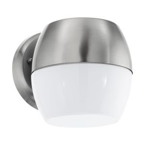 Oncala 1 LIght LED Outdoor Integrated IP44 Stainless Steel Wall Light With Satinated Glass
