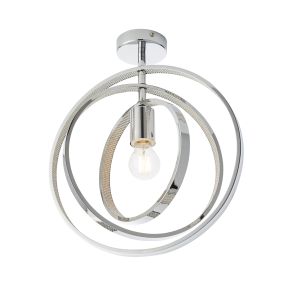 Merola 1 Light E27 Chrome Adjustable Semi Flush Bathroom IP44 Fitting Encrusted With Thousands Of Clear Faceted Reflective Detail
