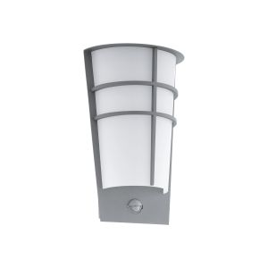 Breganzo 1 2 Light LED Integrated PIR Sensor Outdoor Silver Wall Light With Plastic White Diffuser