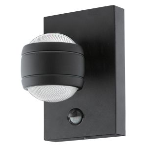 Sesimba 1, 2 Light LED Integrated Outdoor IP44 PIR Sensor Wall Light Black With Plastic Diffuser