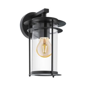 Valdeo 1 Light E27 Outdoor IP44 Wall Light Black With Clear Glass
