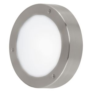 Vento 2, 1 Light LED Integrated Outdoor IP44 Stainless Steel Wall Light With White Plastic Diffuser