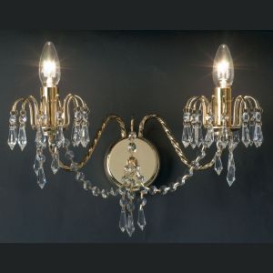 Endon 96562-WBBP Rumba Wall Lamp, Brass Plate & K9 Crystal 2 Light