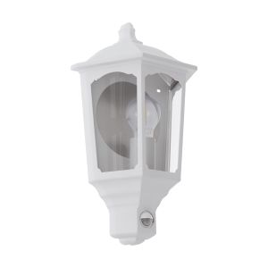 Manerbio 1 Light E27 Outdoor IP44 White Wall Light With Clear Glass