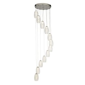 12 Light Multi Drop LED Pendant With Clear Glass